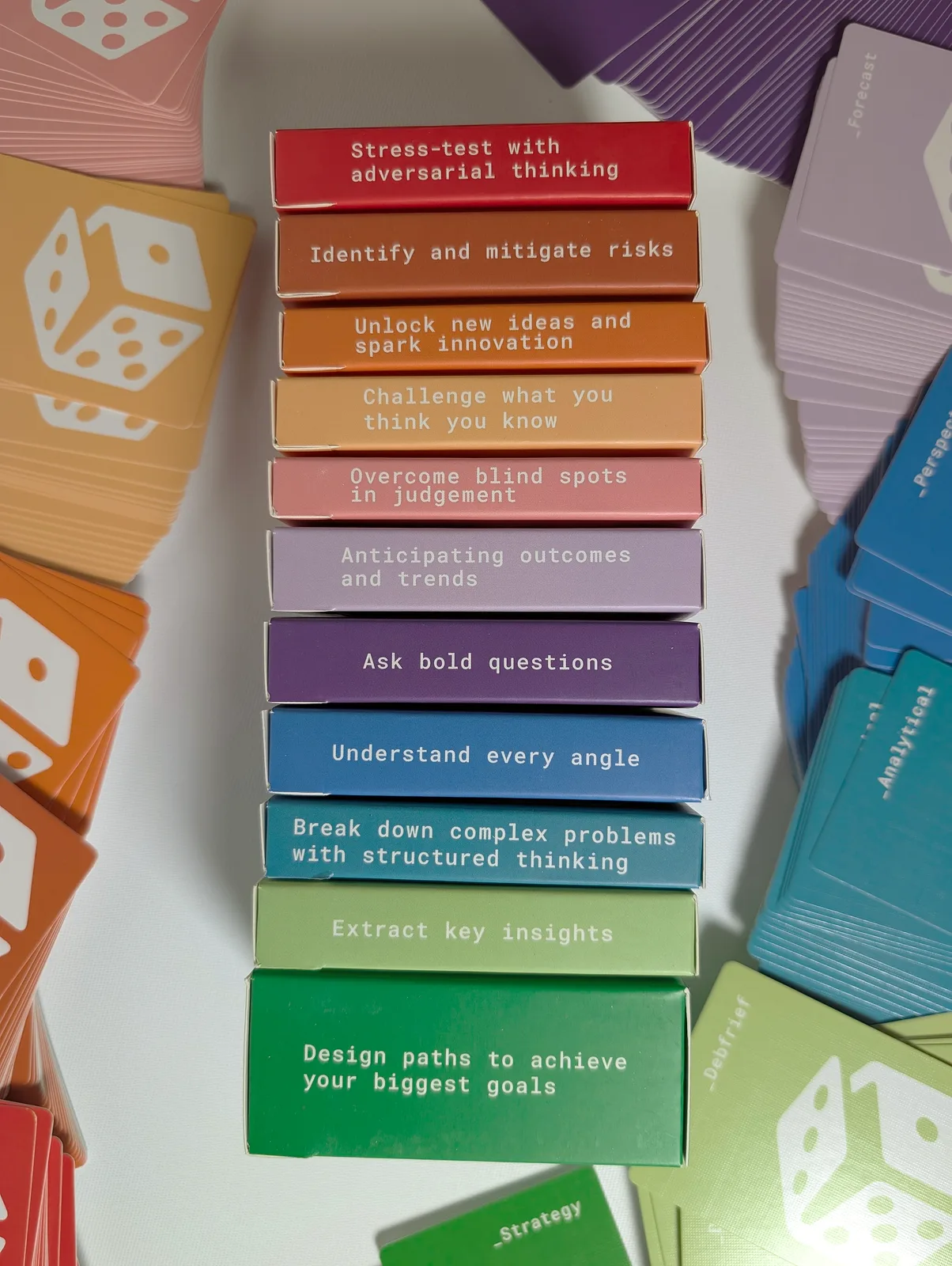 PRISM decks side view showing taglines for each deck